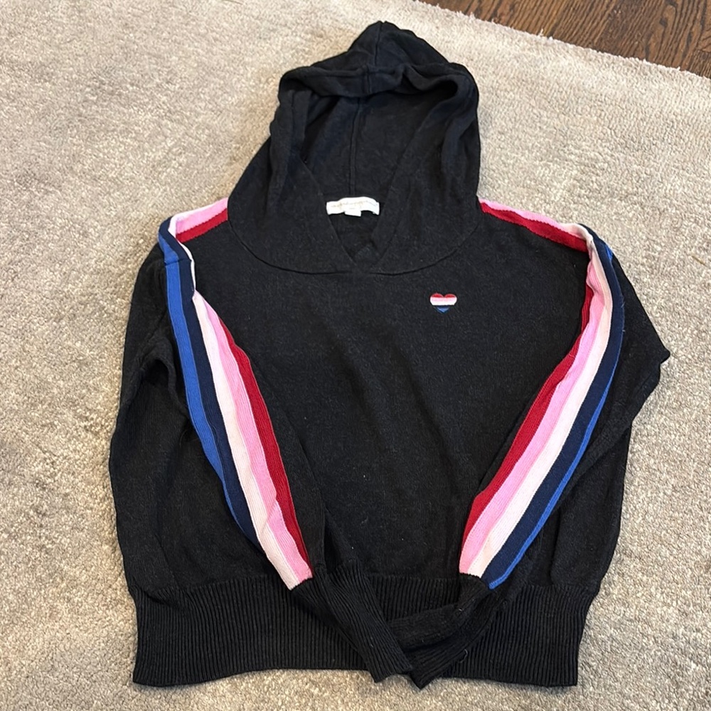 Spiritual Gangster Black Hoodie with Multicolor Stripes